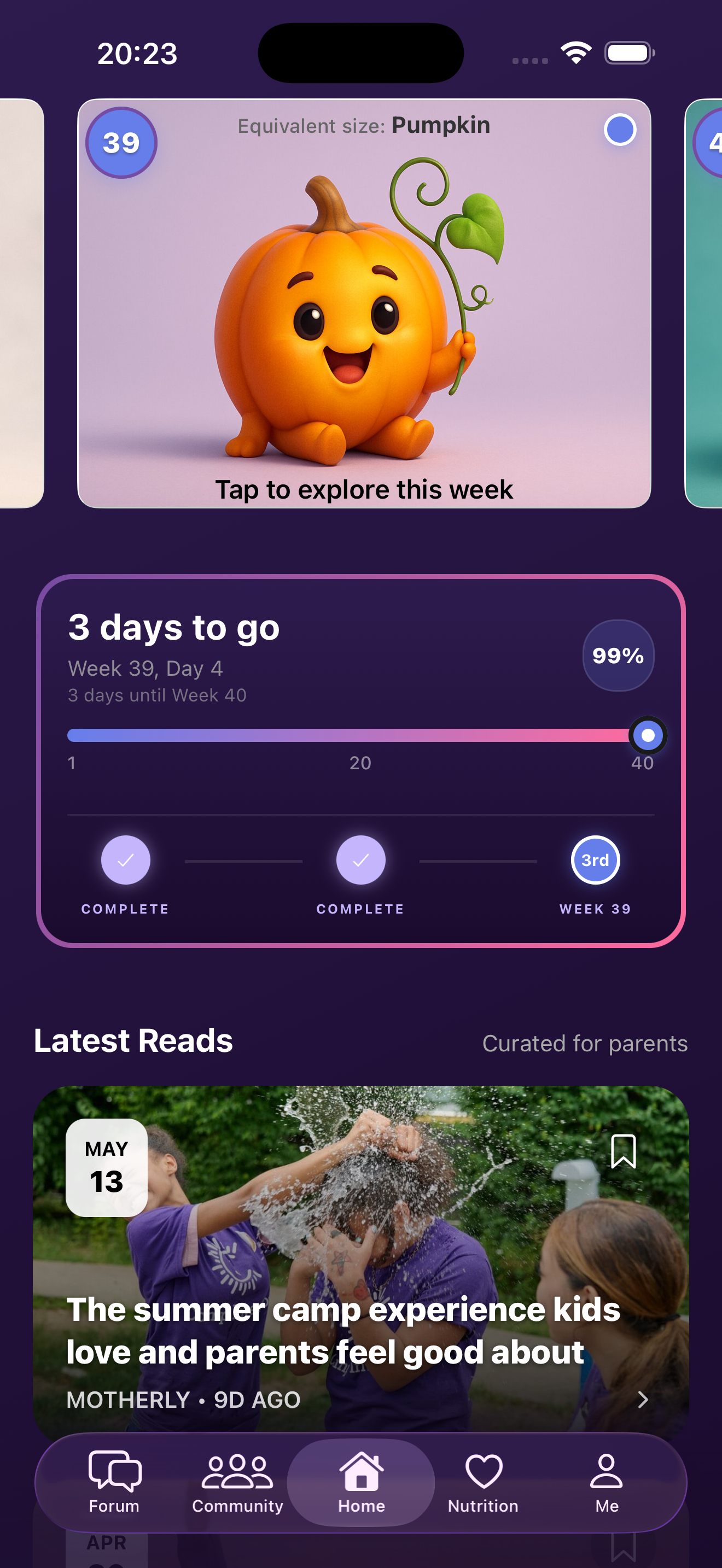 Bambino home screen