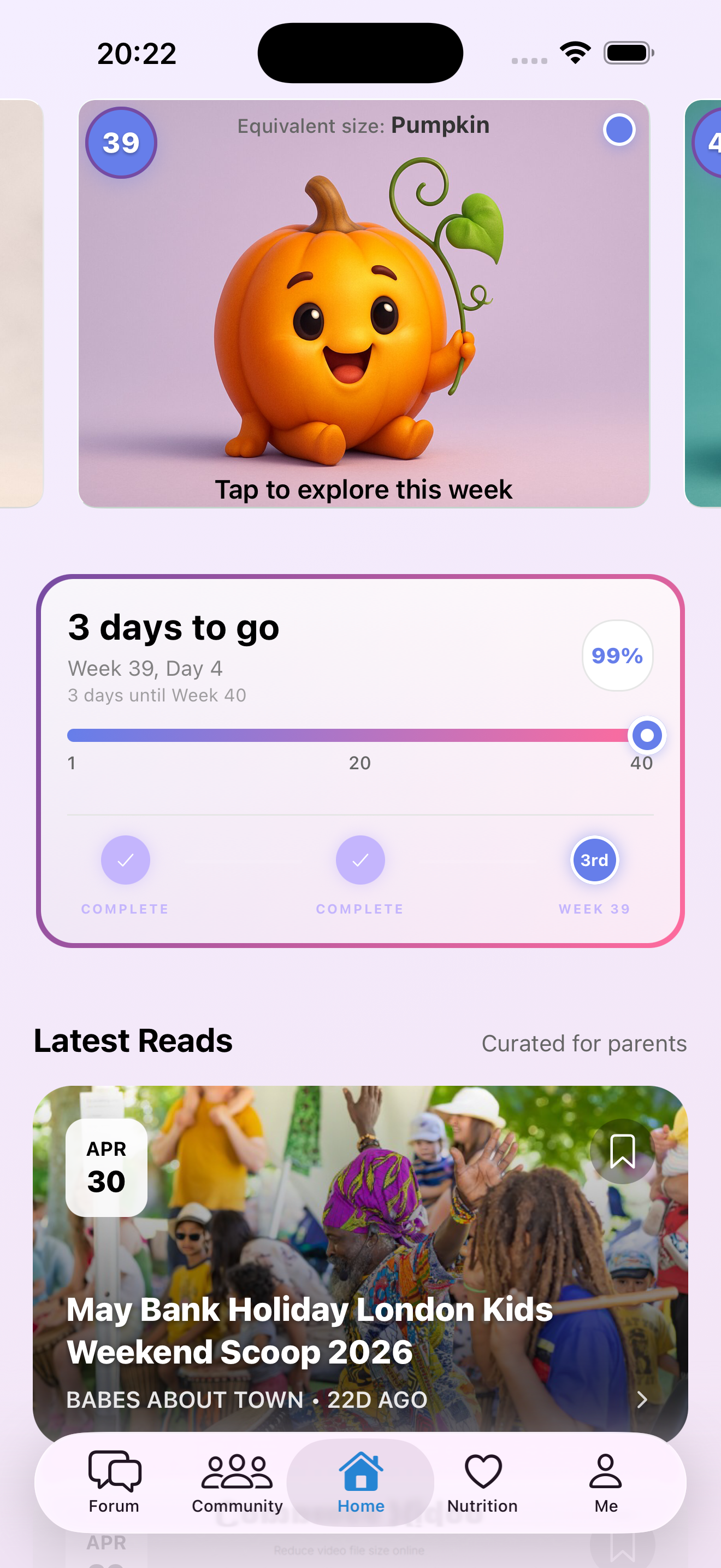 Bambino week-by-week view